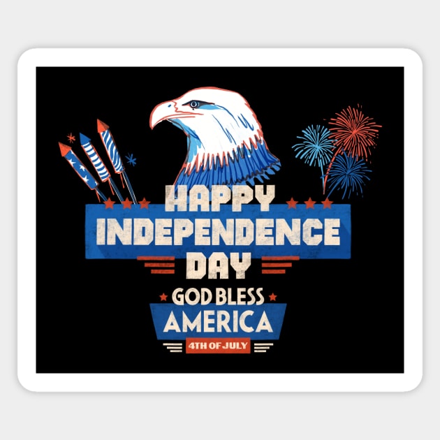 USA Bald Eagle 4th Of July Patriotic American Flag, fireworks, happy independence day God Bless America Sticker by SweetMay